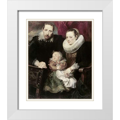 A Family Group White Modern Wood Framed Art Print with Double Matting by Van Dyck, Anthony