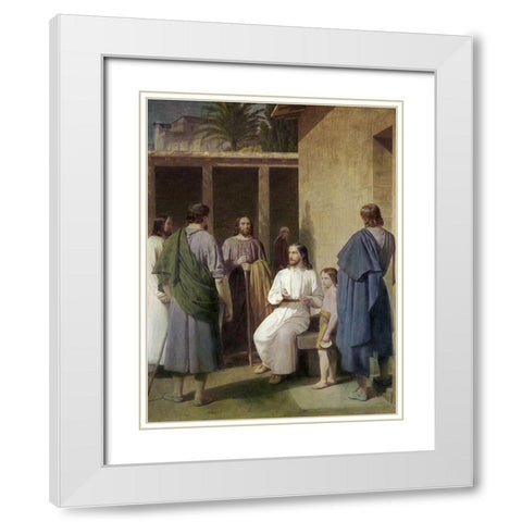 Let The Children Come Unto Me White Modern Wood Framed Art Print with Double Matting by Eckersberg, Christoffer W.
