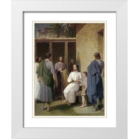 Let The Children Come Unto Me White Modern Wood Framed Art Print with Double Matting by Eckersberg, Christoffer W.