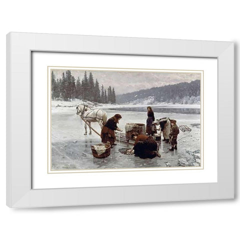 Laundering, a Winters Day White Modern Wood Framed Art Print with Double Matting by Ekenaes, Jahn