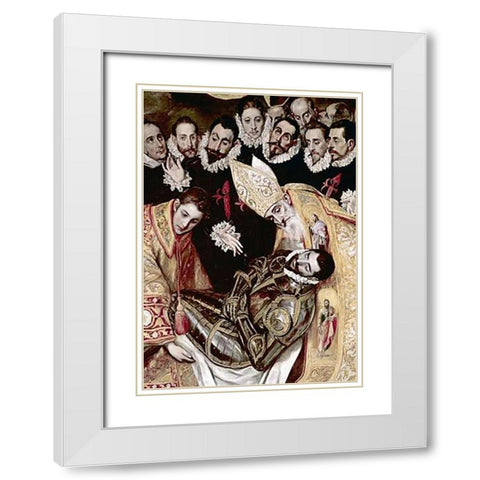 Burial of Count Orgaz - Detail White Modern Wood Framed Art Print with Double Matting by Greco, El