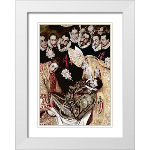 Burial of Count Orgaz - Detail White Modern Wood Framed Art Print with Double Matting by Greco, El