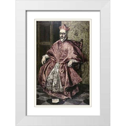 Cardinal Nino De Guevara White Modern Wood Framed Art Print with Double Matting by Greco, El