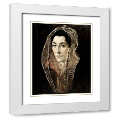 Portrait of a Lady White Modern Wood Framed Art Print with Double Matting by Greco, El
