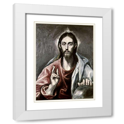 Savior of the World White Modern Wood Framed Art Print with Double Matting by Greco, El