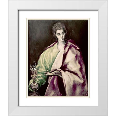 St. John The Evangelist White Modern Wood Framed Art Print with Double Matting by Greco, El