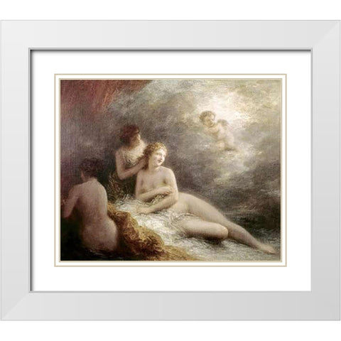 Toilette De Venus White Modern Wood Framed Art Print with Double Matting by Latour, Henri Fantin