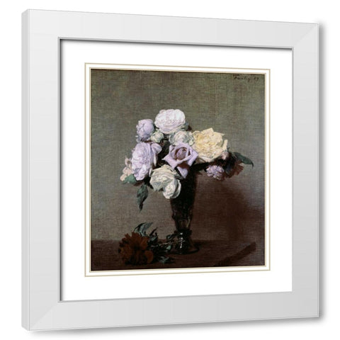 Vase of Flowers White Modern Wood Framed Art Print with Double Matting by Fantin-Latour, Henri