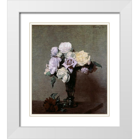 Vase of Flowers White Modern Wood Framed Art Print with Double Matting by Fantin-Latour, Henri