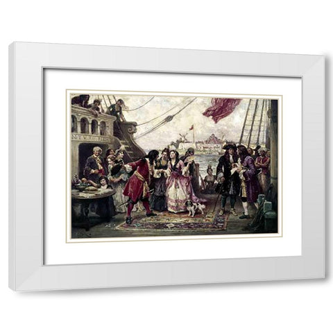 Captain William Kidd In New York Harbor White Modern Wood Framed Art Print with Double Matting by Gerome Ferris, Jean Leon