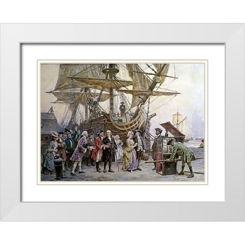 Franklins Homecoming White Modern Wood Framed Art Print with Double Matting by Gerome Ferris, Jean Leon
