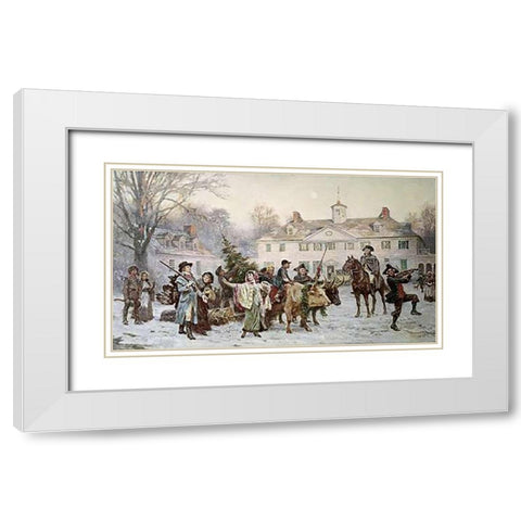 Mount Vernon Yule Log White Modern Wood Framed Art Print with Double Matting by Gerome Ferris, Jean Leon