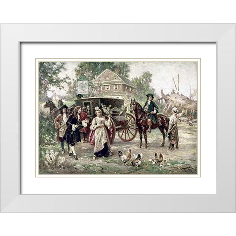 On The Road To Penns Manor White Modern Wood Framed Art Print with Double Matting by Gerome Ferris, Jean Leon