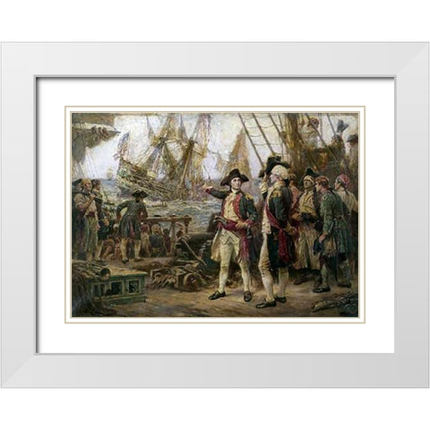 Ship That Sank In Victory White Modern Wood Framed Art Print with Double Matting by Gerome Ferris, Jean Leon
