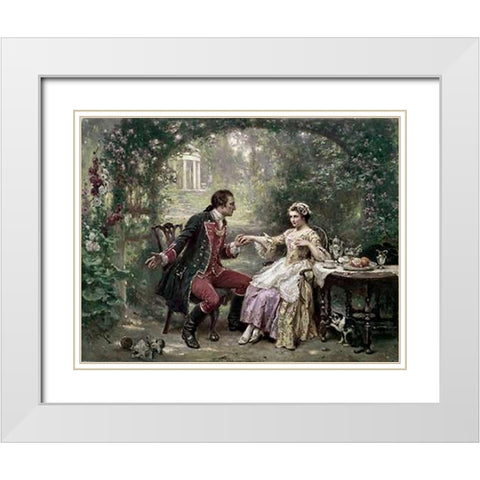 Washingtons Courtship White Modern Wood Framed Art Print with Double Matting by Gerome Ferris, Jean Leon