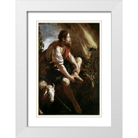 Moses Before a Burning Bush White Modern Wood Framed Art Print with Double Matting by Fetti, Domenico