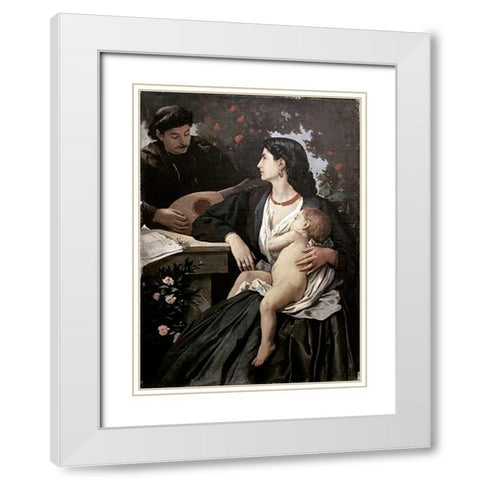 Mandolin Player White Modern Wood Framed Art Print with Double Matting by Feuerbach, Anselm Friedrich