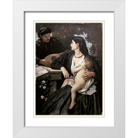 Mandolin Player White Modern Wood Framed Art Print with Double Matting by Feuerbach, Anselm Friedrich