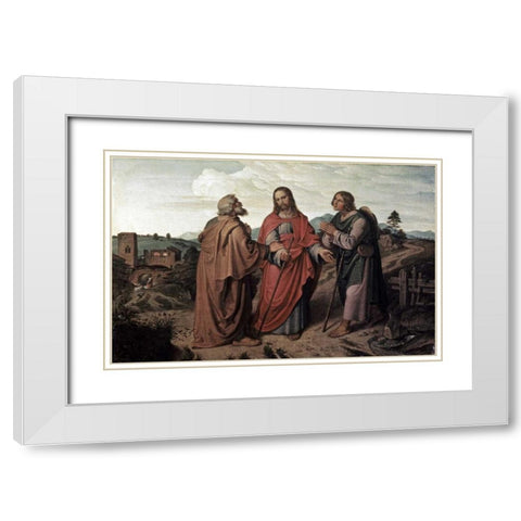 Walk To Emmaus White Modern Wood Framed Art Print with Double Matting by Feuhrich, Joseph
