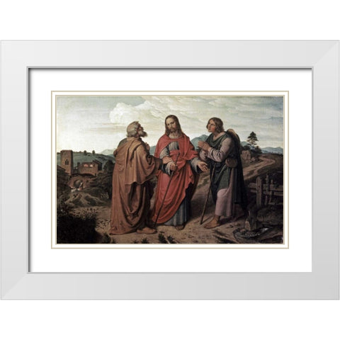 Walk To Emmaus White Modern Wood Framed Art Print with Double Matting by Feuhrich, Joseph