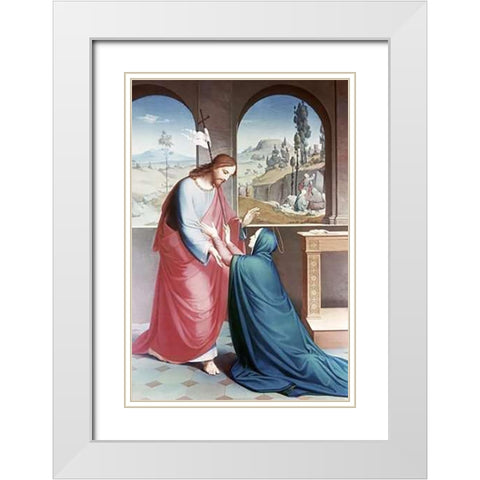 Jesus Appears To His Mother White Modern Wood Framed Art Print with Double Matting by Flatz, Gebhard