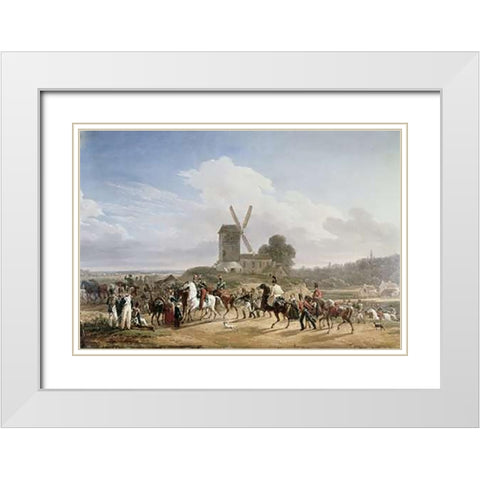 Troops Returning From Battle White Modern Wood Framed Art Print with Double Matting by Fontaines