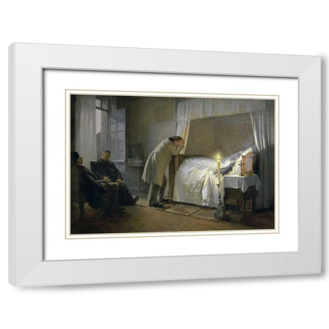 Death of Madame Bovary White Modern Wood Framed Art Print with Double Matting by Fourie, Albert-Auguste