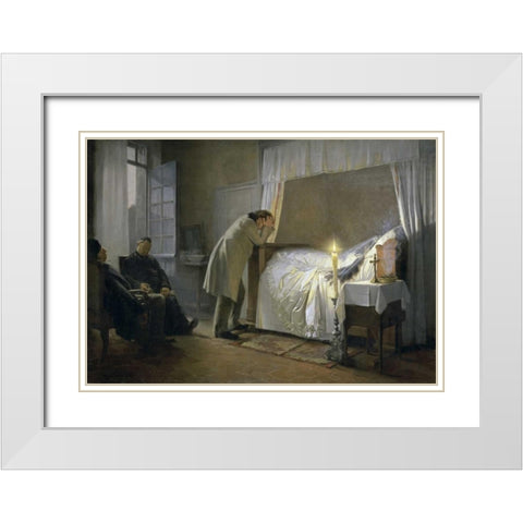 Death of Madame Bovary White Modern Wood Framed Art Print with Double Matting by Fourie, Albert-Auguste