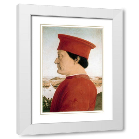 Duke of Urbino White Modern Wood Framed Art Print with Double Matting by Della Francesca, Piero