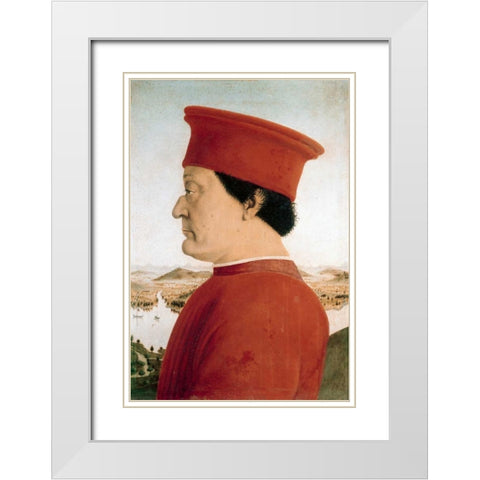 Duke of Urbino White Modern Wood Framed Art Print with Double Matting by Della Francesca, Piero