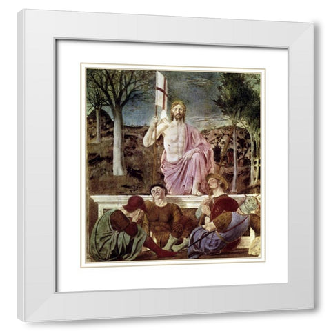 Resurrection White Modern Wood Framed Art Print with Double Matting by Della Francesca, Piero