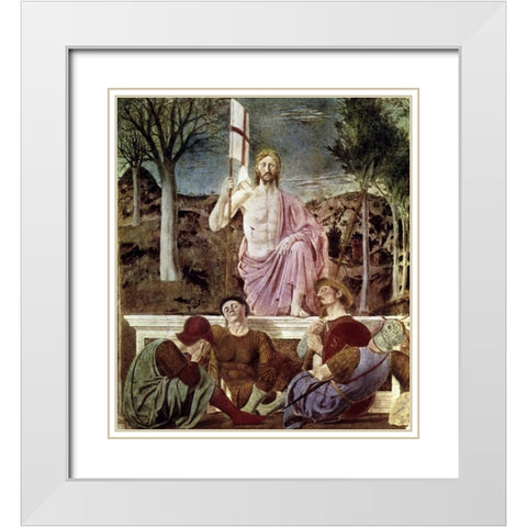 Resurrection White Modern Wood Framed Art Print with Double Matting by Della Francesca, Piero