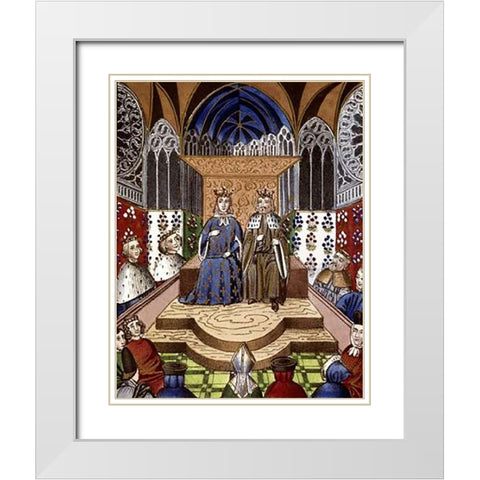 King of France and Emperor of Germany In Conference White Modern Wood Framed Art Print with Double Matting by Froissart, Jean