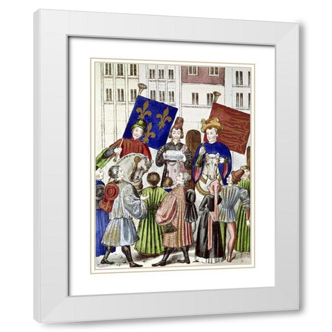 Proclamation of Truce Renewal: France and England White Modern Wood Framed Art Print with Double Matting by Froissart, Jean