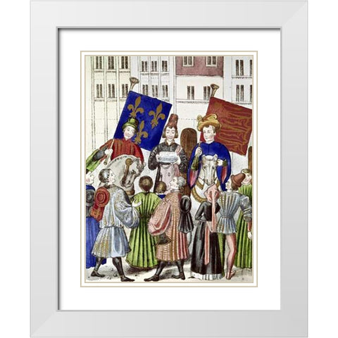Proclamation of Truce Renewal: France and England White Modern Wood Framed Art Print with Double Matting by Froissart, Jean