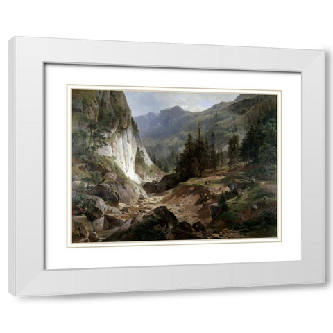 Mountain Landscape White Modern Wood Framed Art Print with Double Matting by Fueschel, Herman