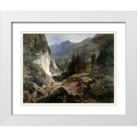 Mountain Landscape White Modern Wood Framed Art Print with Double Matting by Fueschel, Herman