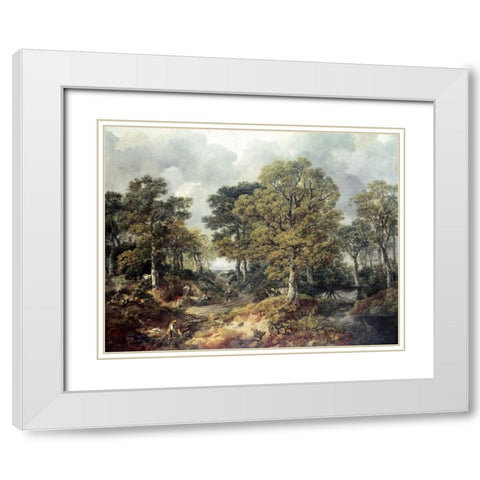 Gainsboroughs Forest White Modern Wood Framed Art Print with Double Matting by Gainsborough, Thomas