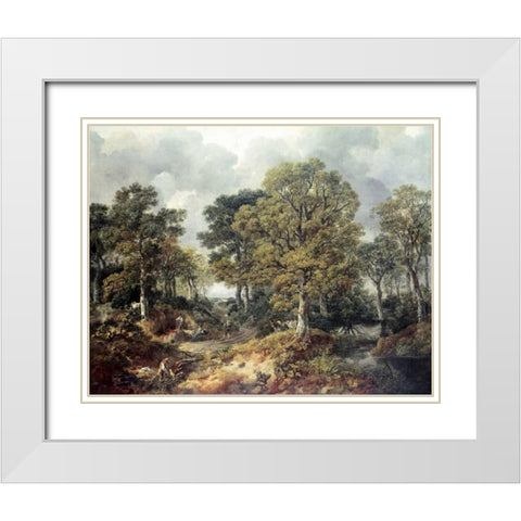 Gainsboroughs Forest White Modern Wood Framed Art Print with Double Matting by Gainsborough, Thomas