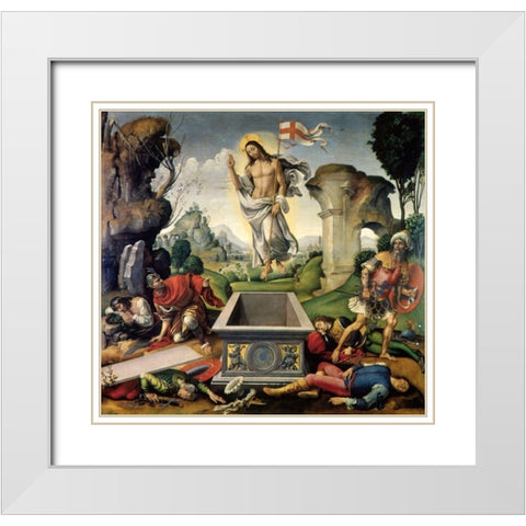 Resurrection White Modern Wood Framed Art Print with Double Matting by Garbo, Raffaellino del