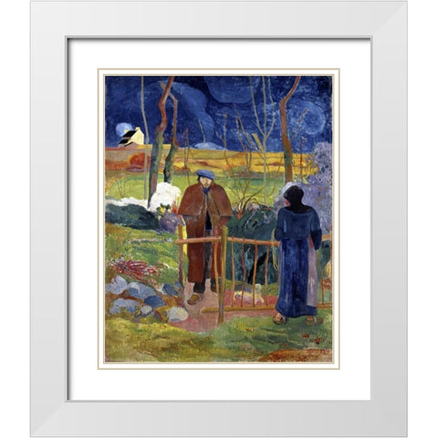 Bonjour, Monsieur Gauguin White Modern Wood Framed Art Print with Double Matting by Gauguin, Paul