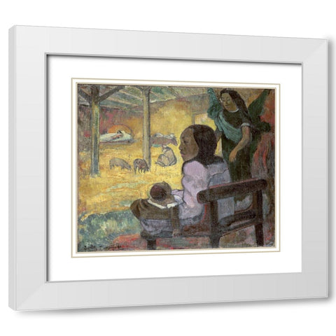 Christmas White Modern Wood Framed Art Print with Double Matting by Gauguin, Paul