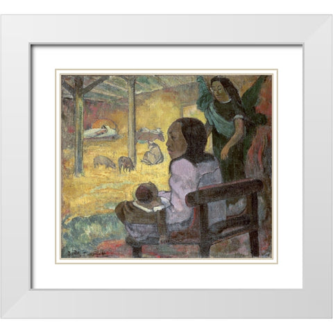 Christmas White Modern Wood Framed Art Print with Double Matting by Gauguin, Paul