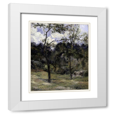 Landscape of Normandy White Modern Wood Framed Art Print with Double Matting by Gauguin, Paul