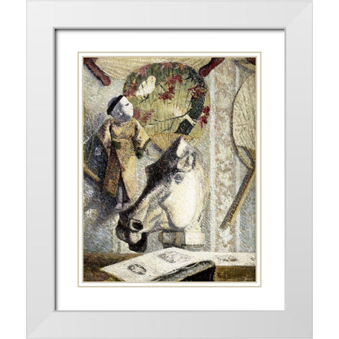 Still Life With a Horses Head White Modern Wood Framed Art Print with Double Matting by Gauguin, Paul