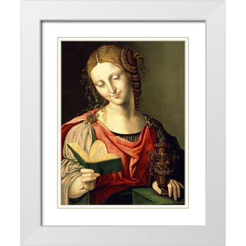 Saint Mary Magdalene White Modern Wood Framed Art Print with Double Matting by Genga, Girolamo