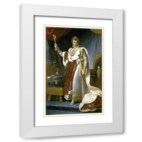 Napoleon in Royal Costume - Napoleon en Costume de Sacre White Modern Wood Framed Art Print with Double Matting by Gerard, Francois Pascal Simon
