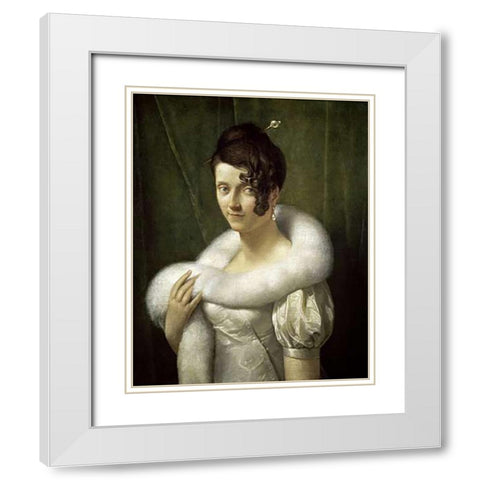 Portrait of a Young Lady (Portrait de Jeune Femme) White Modern Wood Framed Art Print with Double Matting by Simon, Francois Pascal