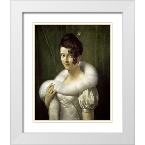Portrait of a Young Lady (Portrait de Jeune Femme) White Modern Wood Framed Art Print with Double Matting by Simon, Francois Pascal