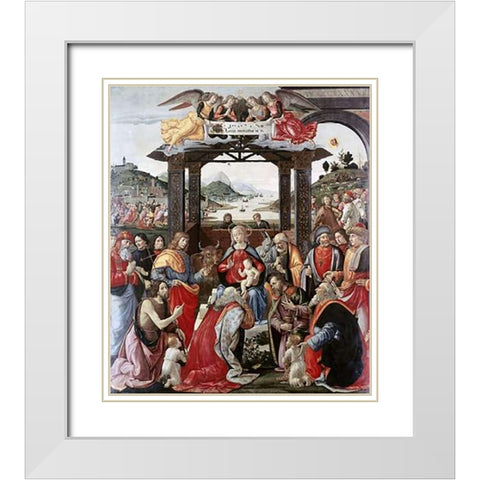 Adoration of The Magi White Modern Wood Framed Art Print with Double Matting by Ghirlandaio, Domenico